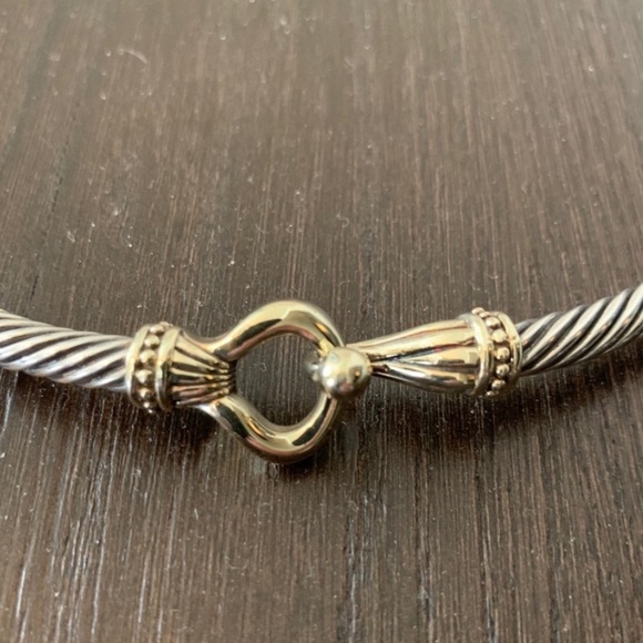 14K Gold and Silver Twisted Rope Choker Necklace - Picture 9 of 10